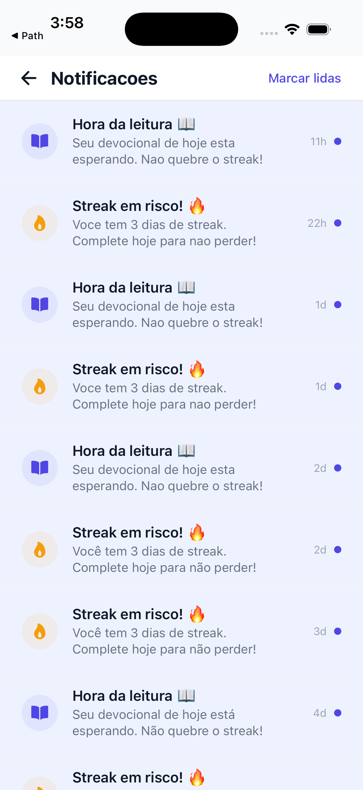 Notificacoes personalizadas do Path